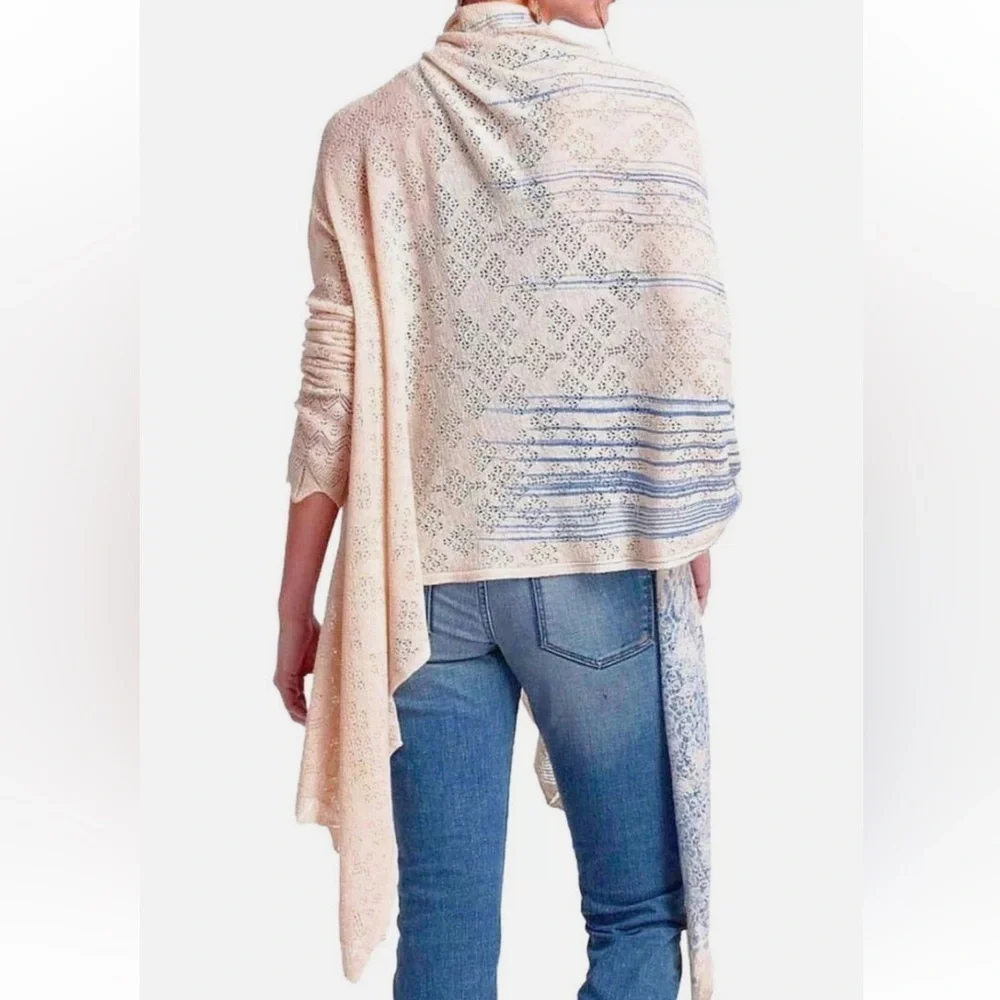 Anthropologie Angel Of The North Cream and Blue Wrap S/M